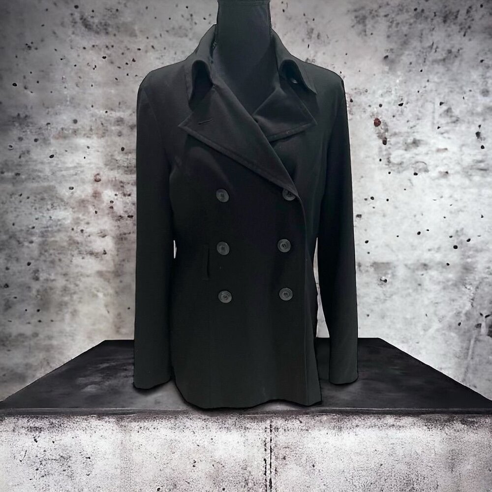 AB Studio Womens Black Peacoat Sz 8 Classic Stylish Winter Versatile Casual Warm